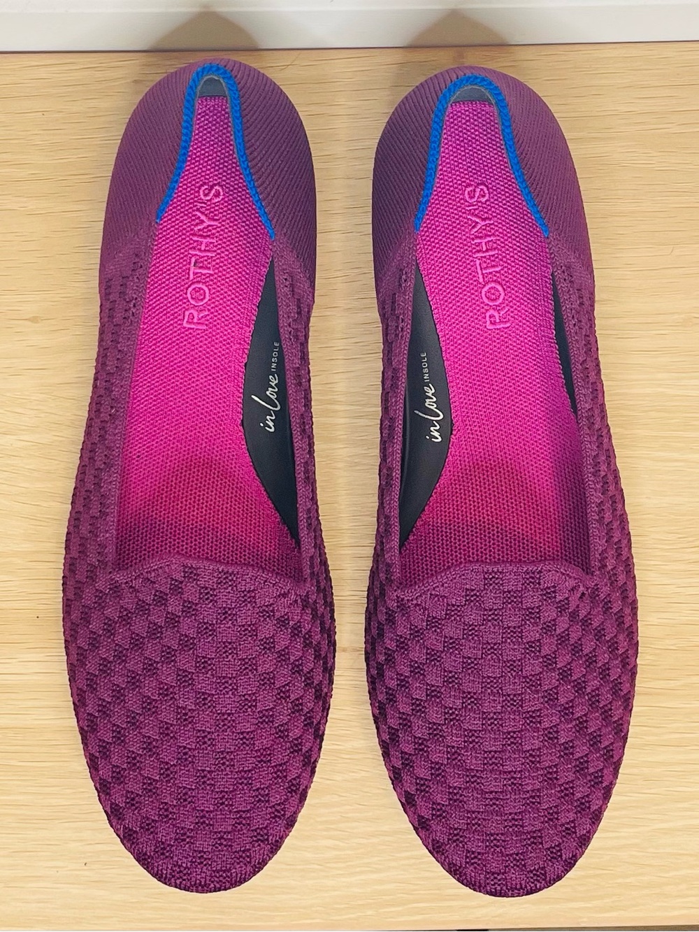 NWOT Rothy's Plum Knit Slip-On Flats with Pink Insole